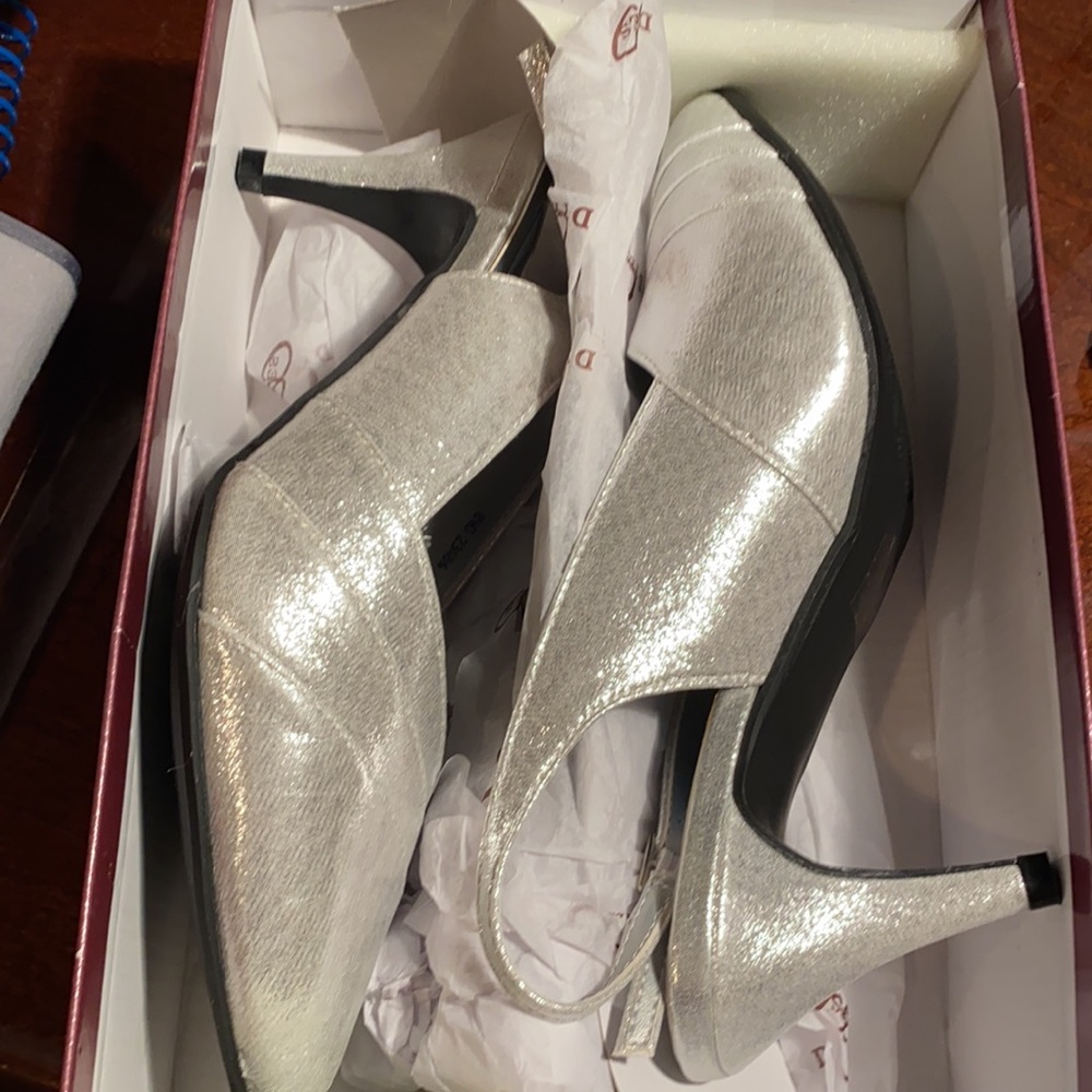 Silver Formal Heels Dyeable Shoes - 3 in heel